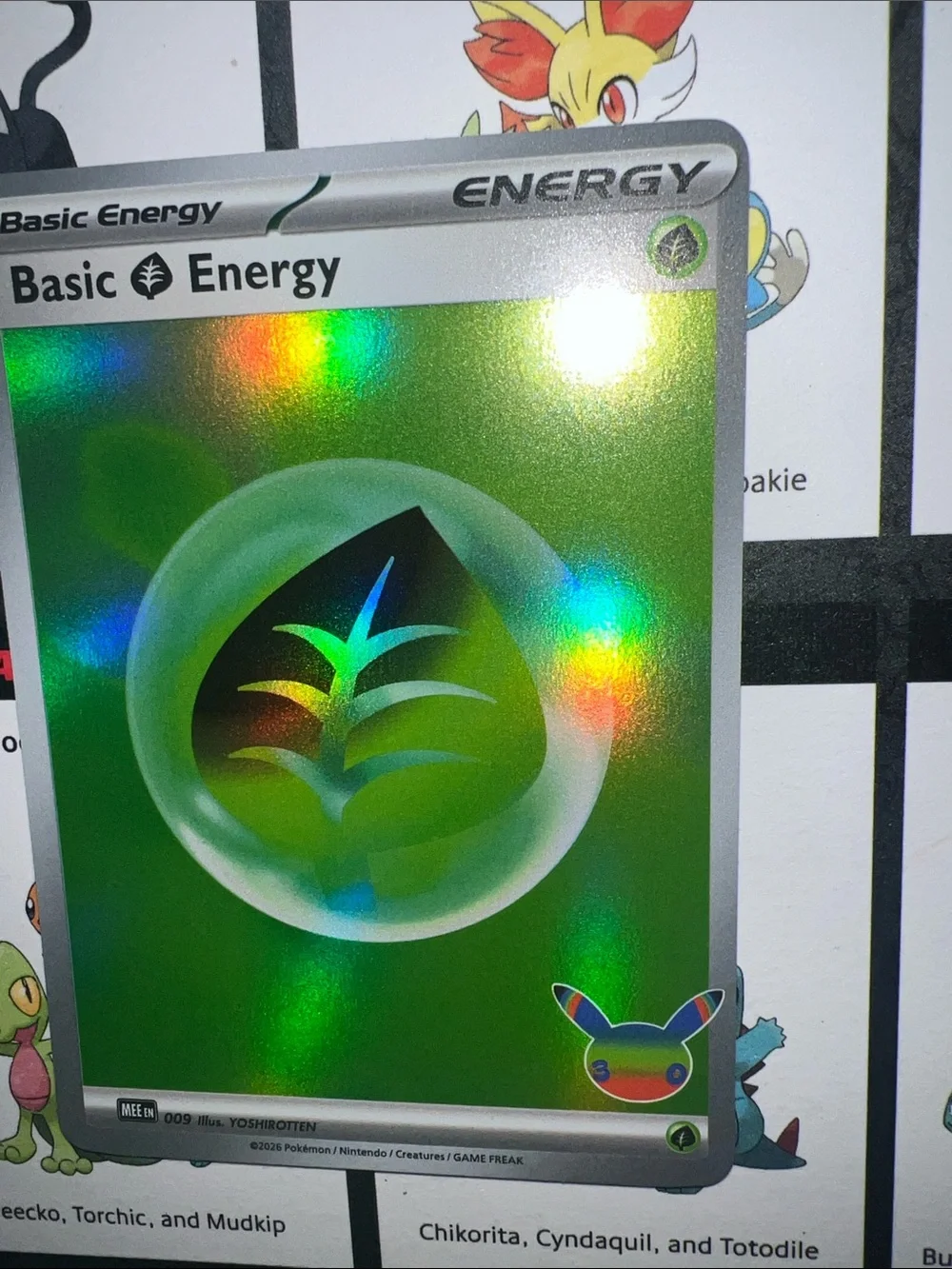 Pokemon Green Holographic Grass Energy Card